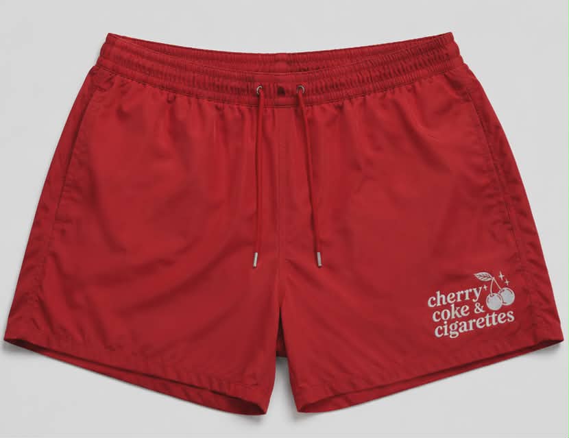 Cherry Coke & Cigarettes Red Board Swim Shorts
