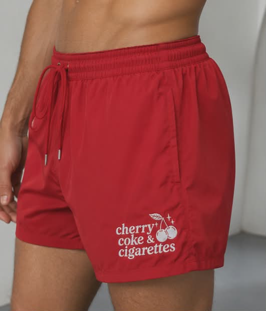 Cherry Coke & Cigarettes Red Board Swim Shorts