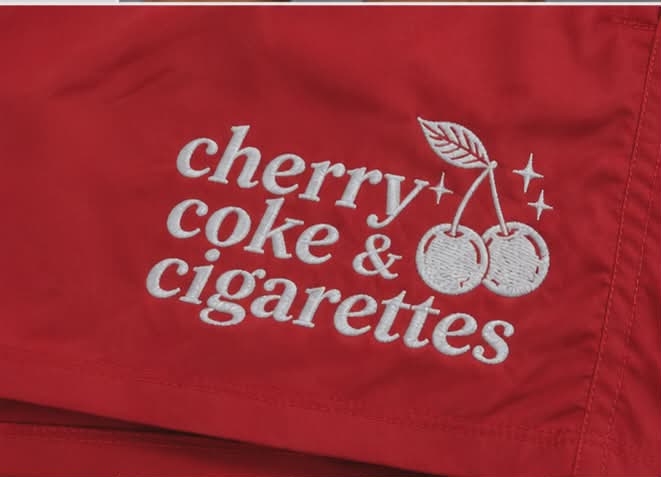 Cherry Coke & Cigarettes Red Board Swim Shorts